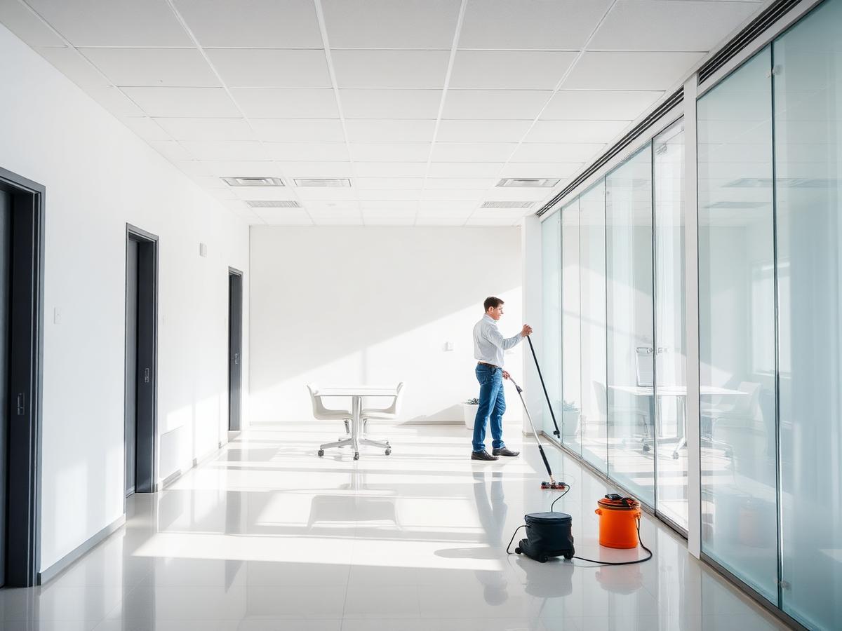 Gründliche Unterhaltsreinigung in modernem Büro